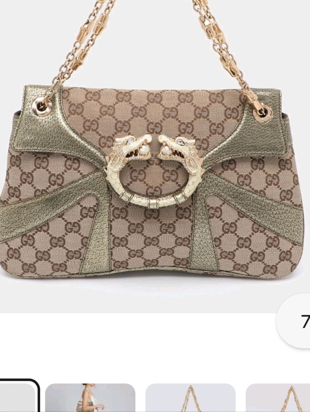 Gucci Tom Ford Jeweled Dragon Clasp  GG Monogram Shoulder Bag LIKE NEW!